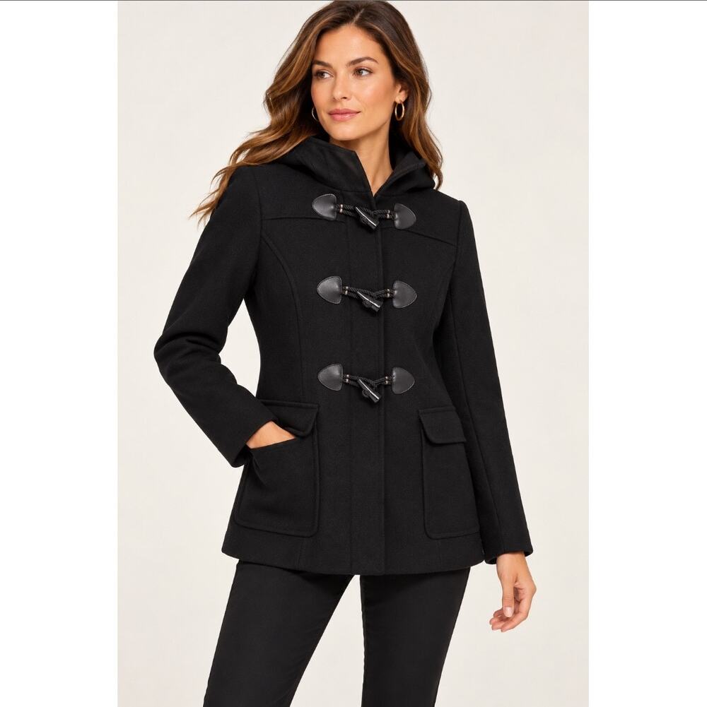 Trina Turk Black Wool Duffle Coat Women's Size 4